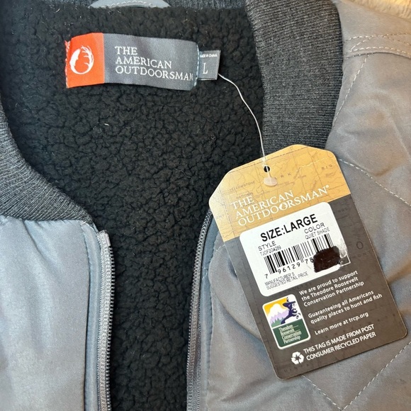 NWT Large The American Outdoorsman Men’s Gray Vest Fleece Lined - Picture 3 of 5